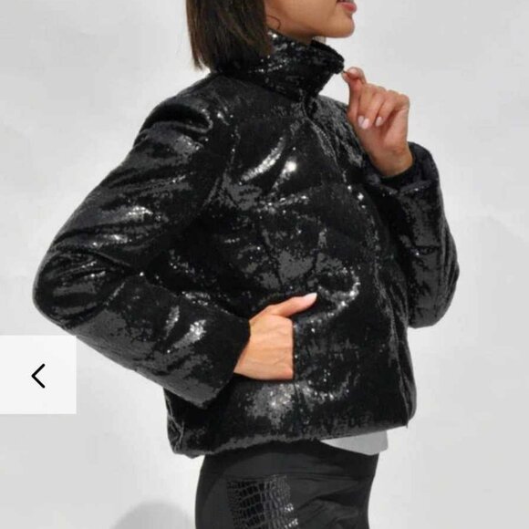 WOMENS CIAO MILANO RINA BLACK SEQUIN DUCK DOWN JACKET XS - Picture 2 of 9